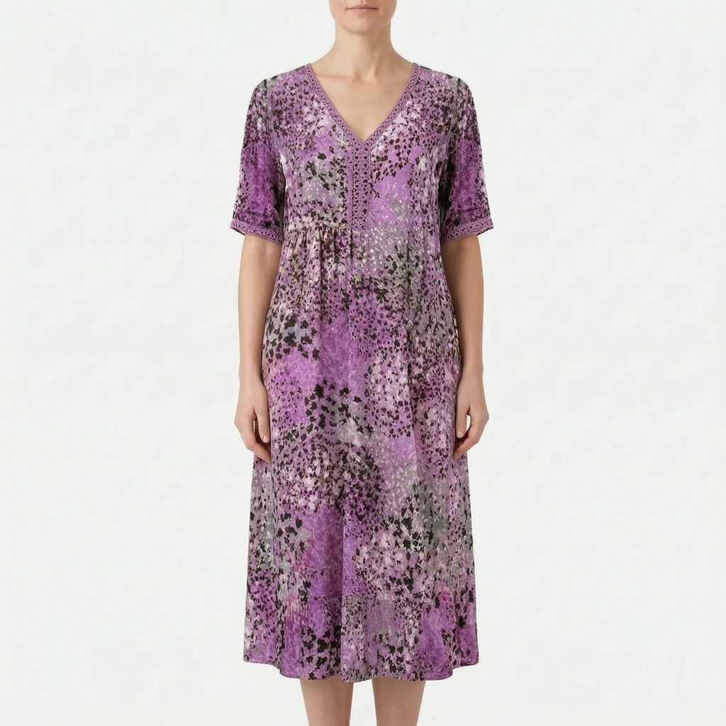 Avelira - Short Sleeve Midi Dress For Woman