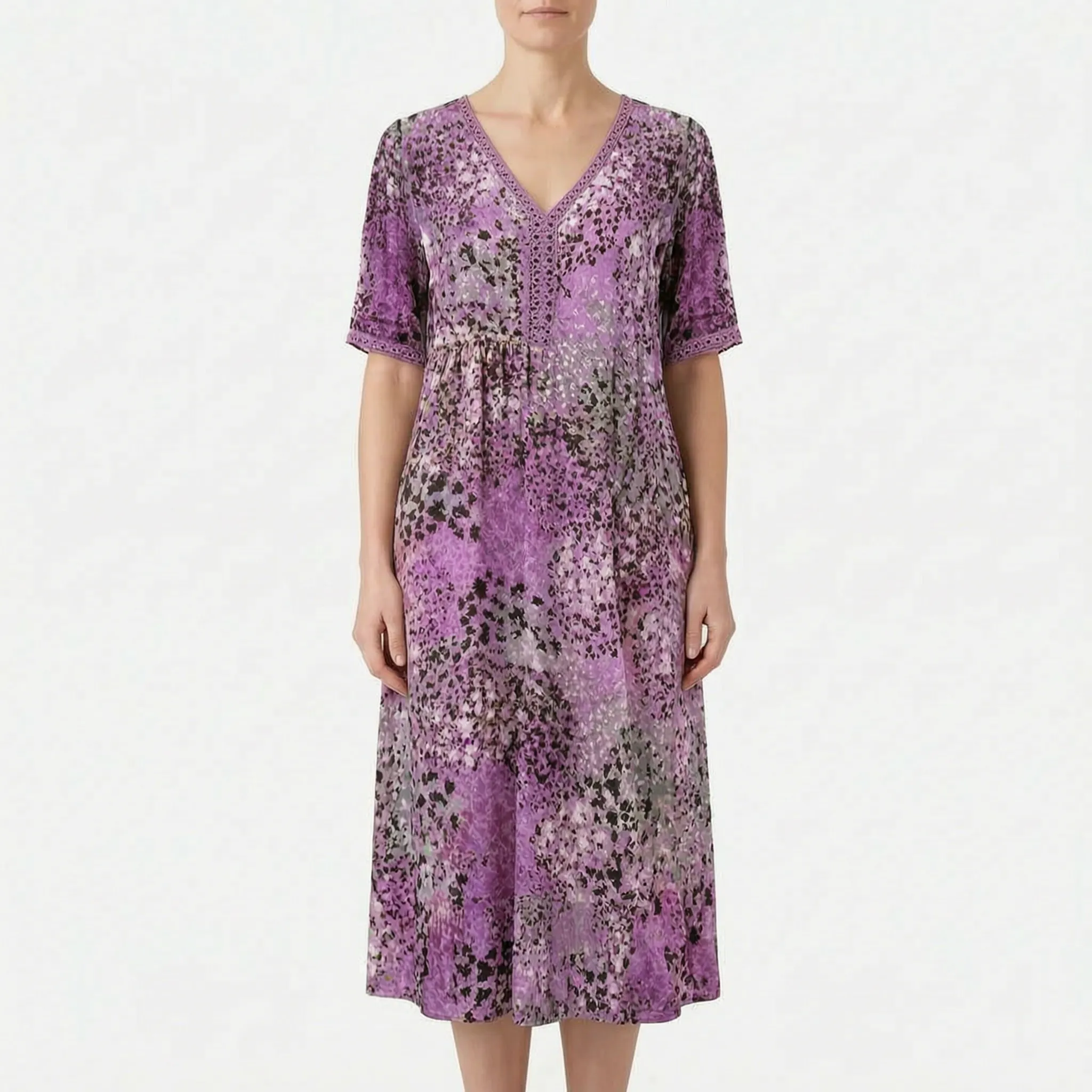Avelira - Short Sleeve Midi Dress For Woman