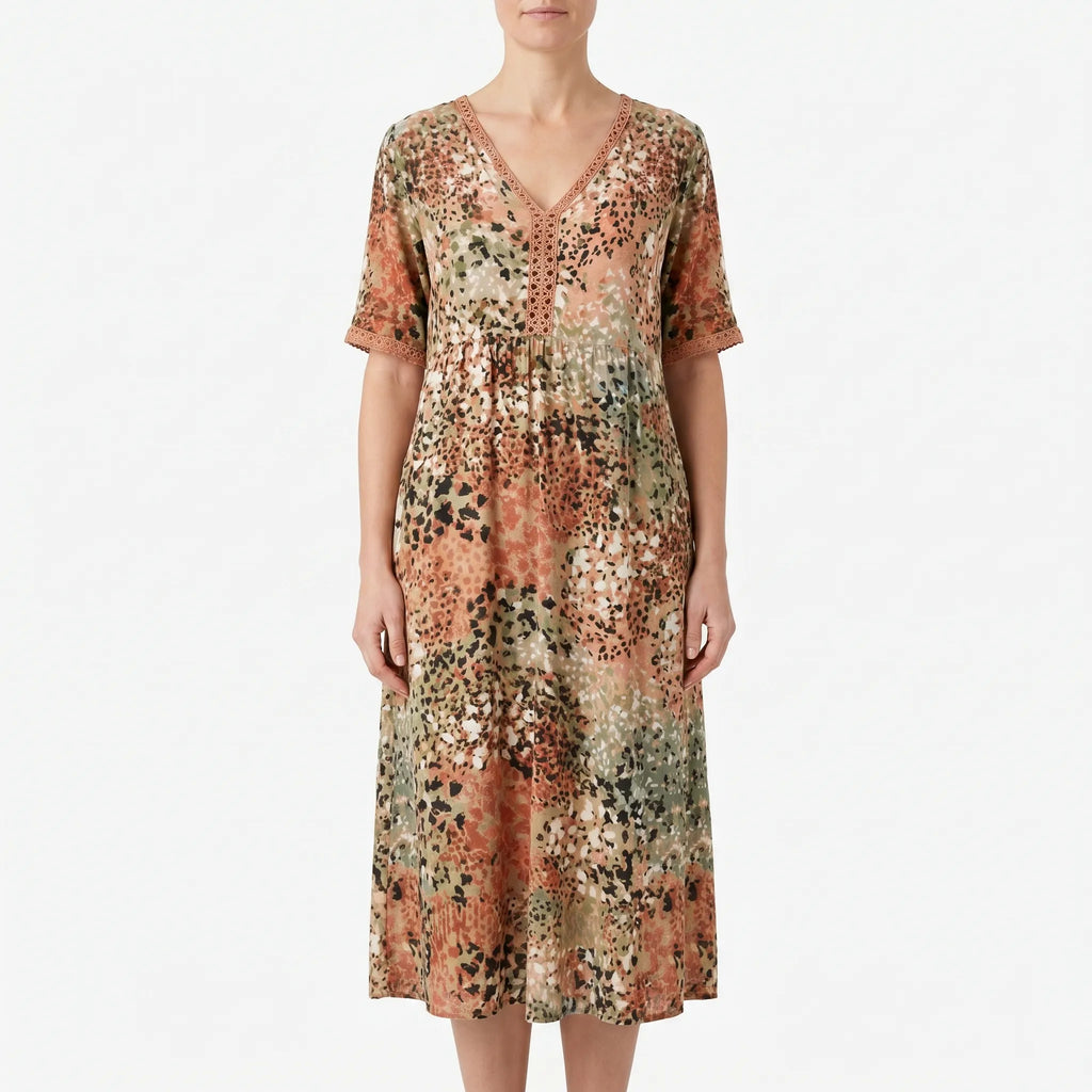 Avelira - Short Sleeve Midi Dress For Woman