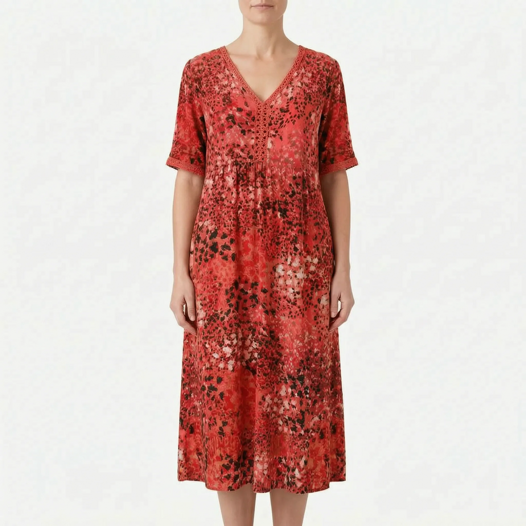 Avelira - Short Sleeve Midi Dress For Woman