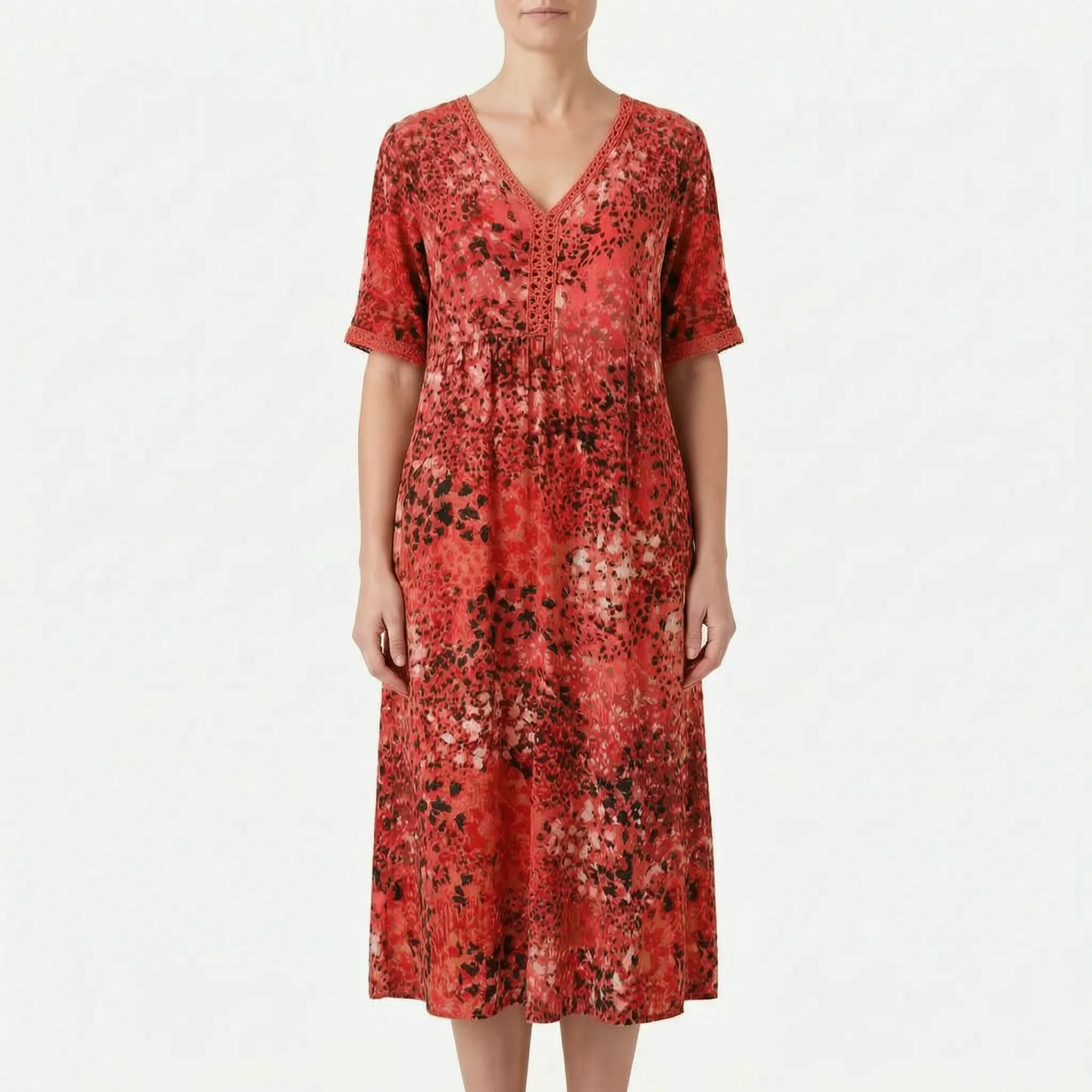 Avelira - Short Sleeve Midi Dress For Woman