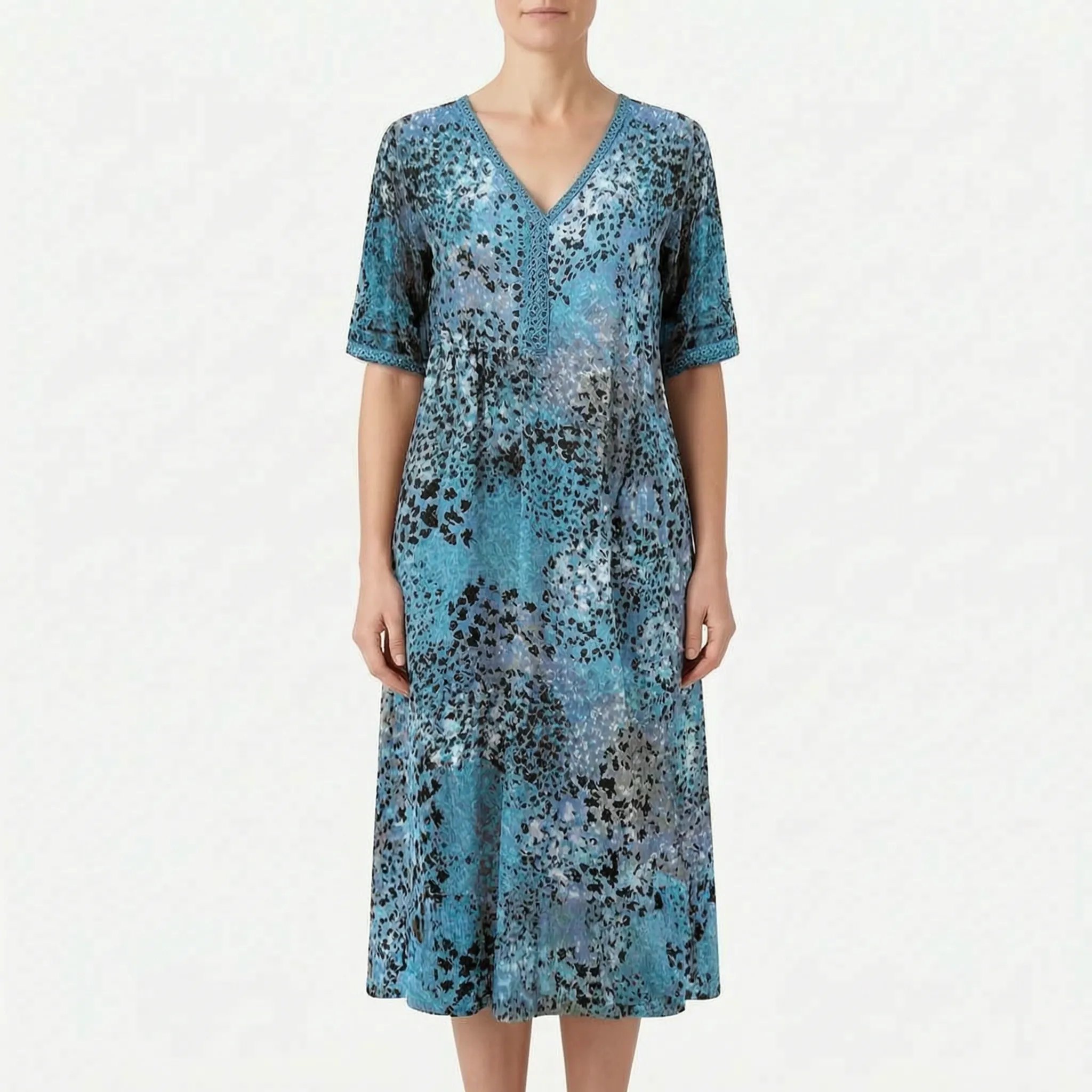 Avelira - Short Sleeve Midi Dress For Woman