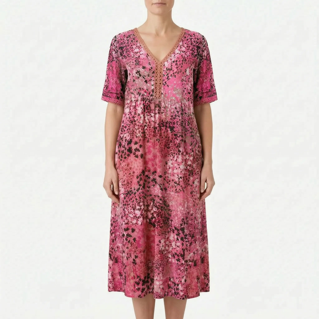 Avelira - Short Sleeve Midi Dress For Woman
