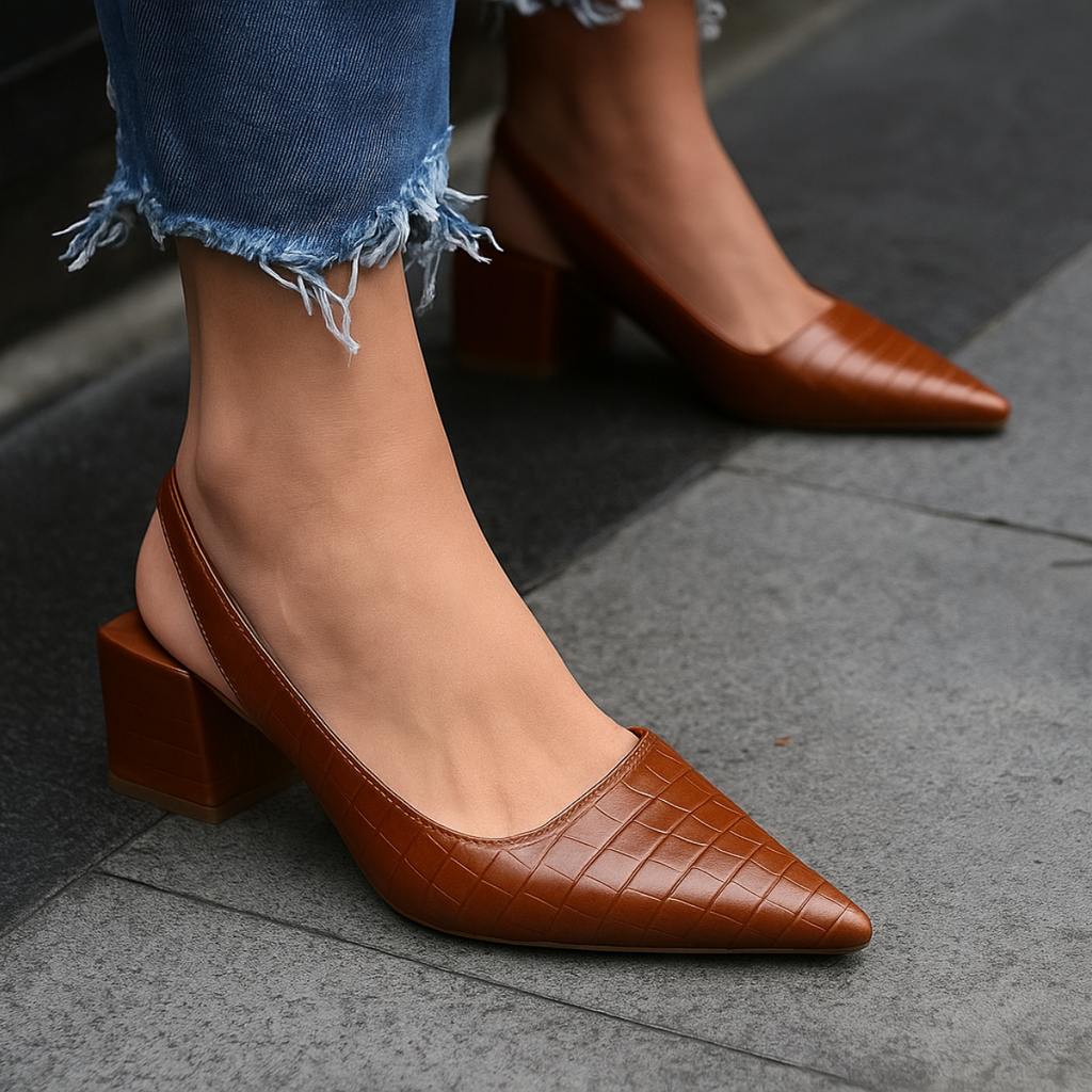 Black Flats for Women – Pointed Toe Slingback | Structured Design & Low Heel 1