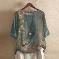 Blouse for Women – Retro-Inspired Print | Short Sleeve &amp; Round Neckline 0