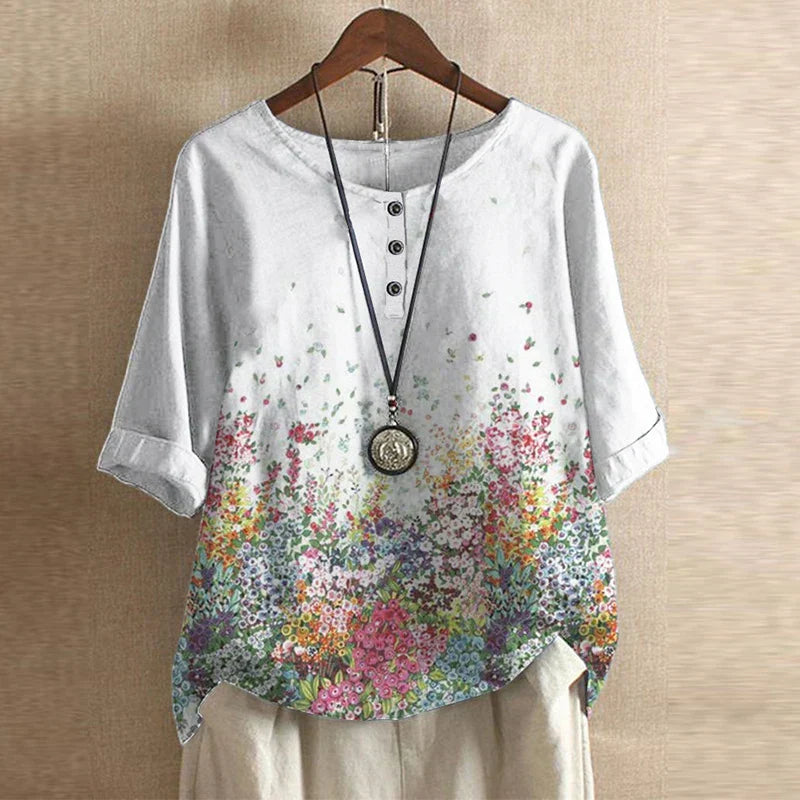 Blouse for Women – Retro-Inspired Print | Short Sleeve &amp; Round Neckline 6
