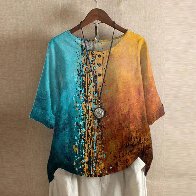 Blouse for Women – Retro-Inspired Print | Short Sleeve &amp; Round Neckline 7