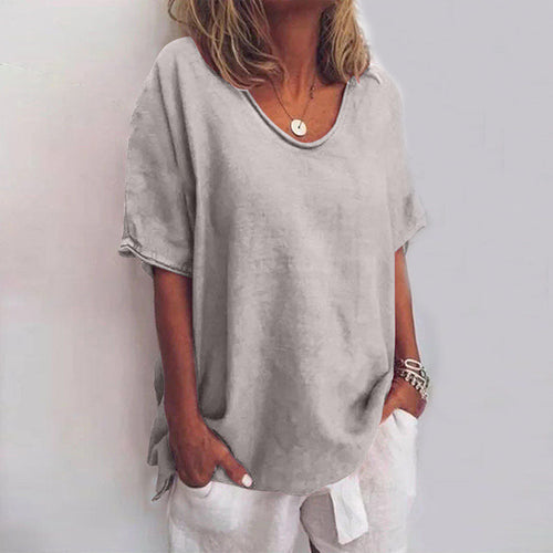Blouse for Women – Scoop Neck Loose Fit | Short Sleeve Solid Color Summer Tops 0
