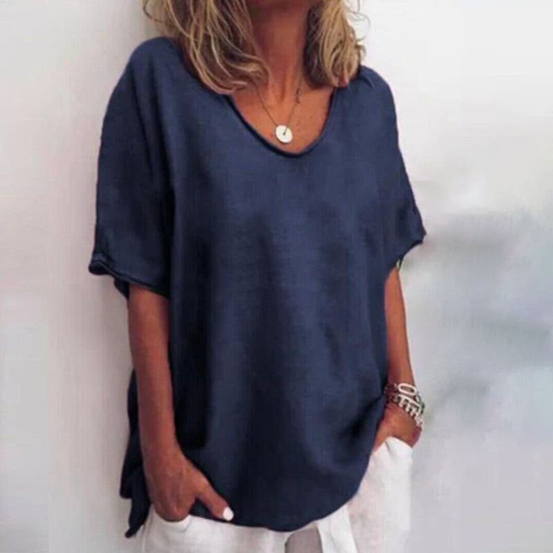 Blouse for Women – Scoop Neck Loose Fit | Short Sleeve Solid Color Summer Tops 3
