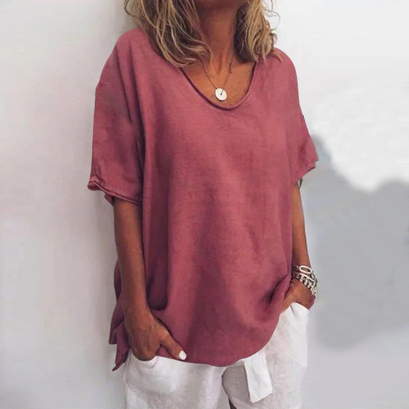 Blouse for Women – Scoop Neck Loose Fit | Short Sleeve Solid Color Summer Tops 5