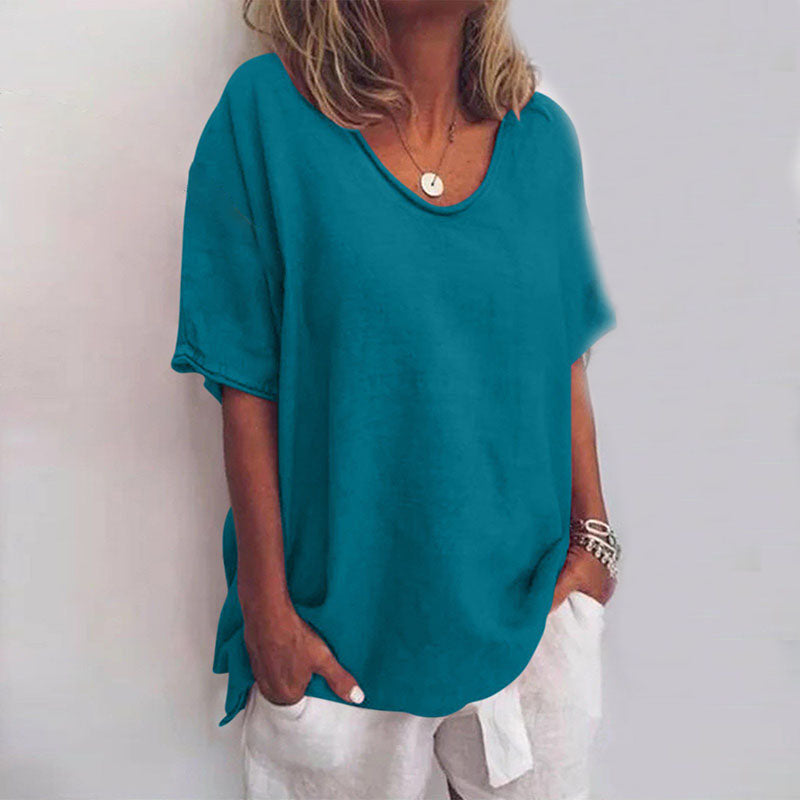 Blouse for Women – Scoop Neck Loose Fit | Short Sleeve Solid Color Summer Tops 6