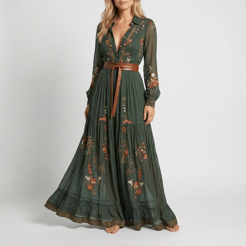 Bohema - Button-Front Maxi Dress For Woman