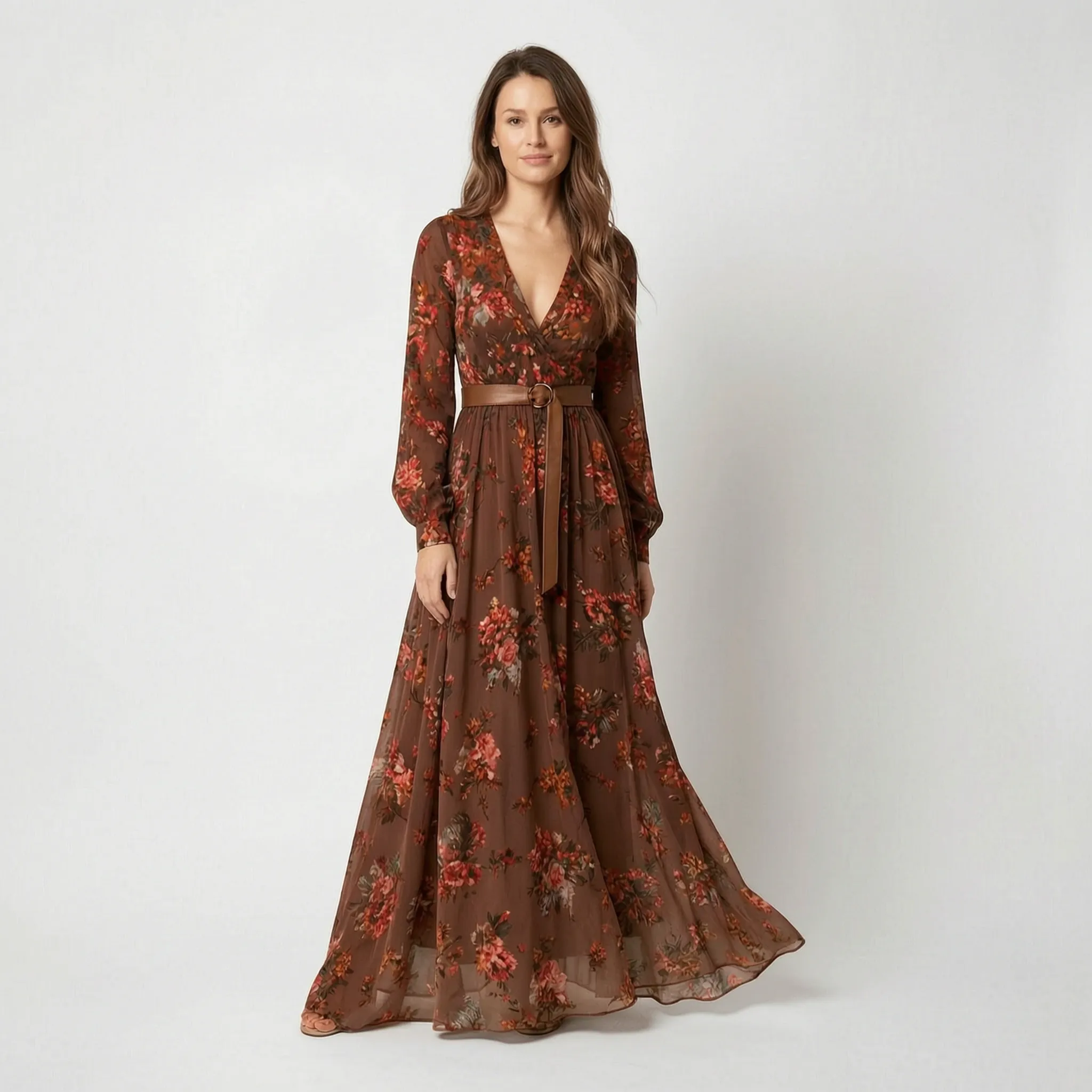 Bohema - Button-Front Maxi Dress For Woman