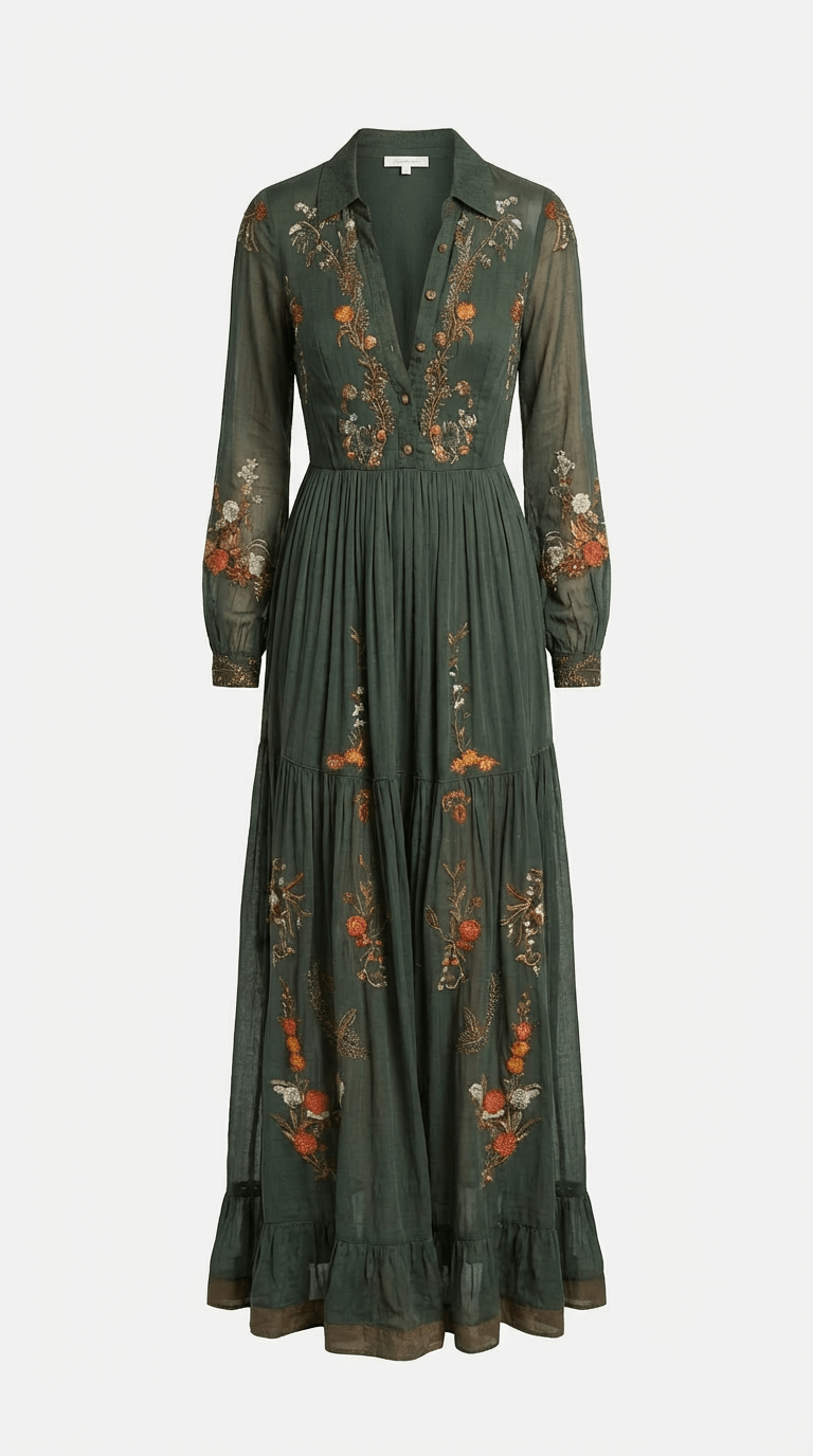 Bohema - Button-Front Maxi Dress For Woman