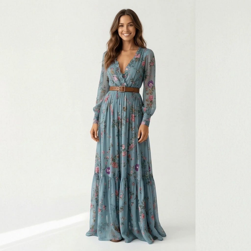 Bohema - Button-Front Maxi Dress For Woman
