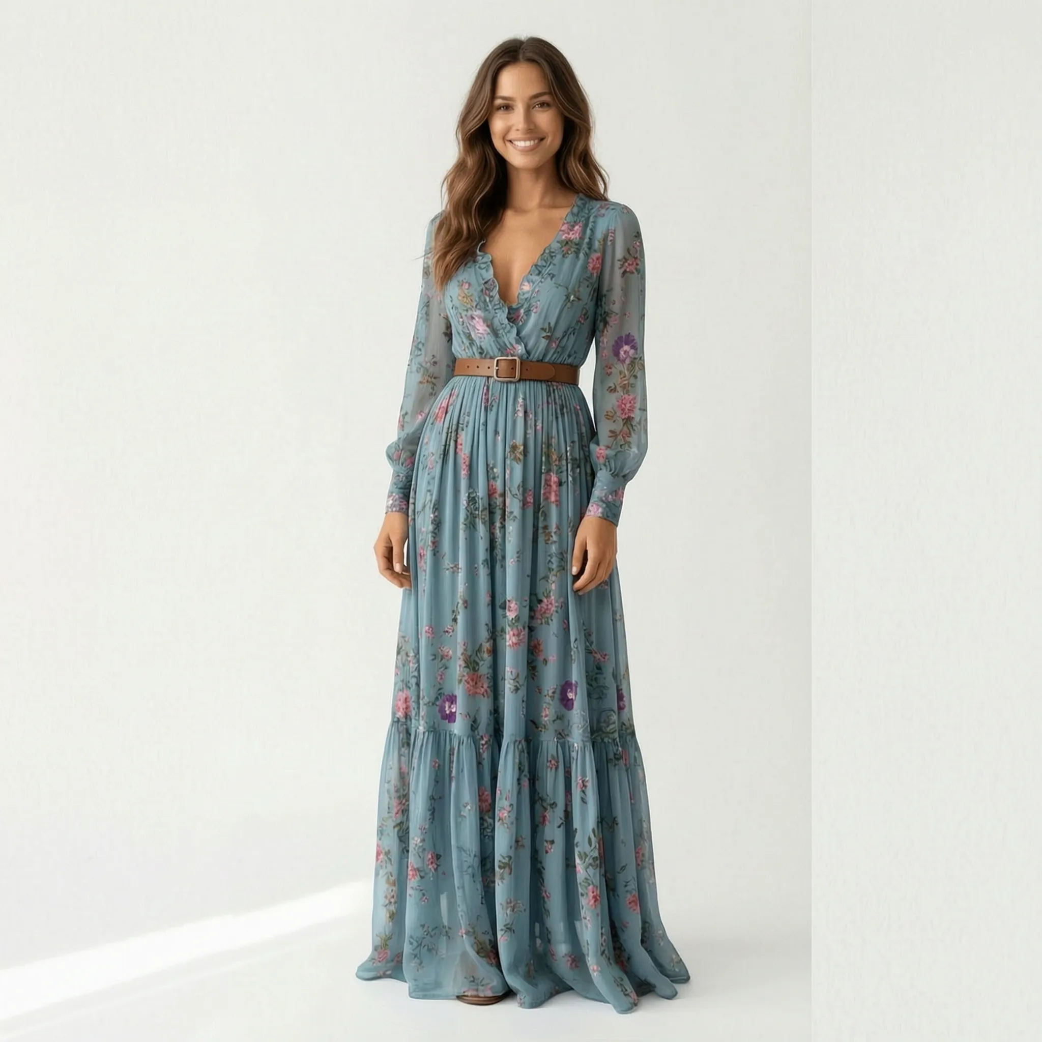 Bohema - Button-Front Maxi Dress For Woman