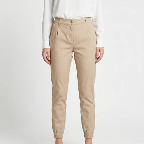 Chino Pants for Women – Hybrid Fit with Elasticated Ankles | Soft Fabric & Structured Silhouette 0