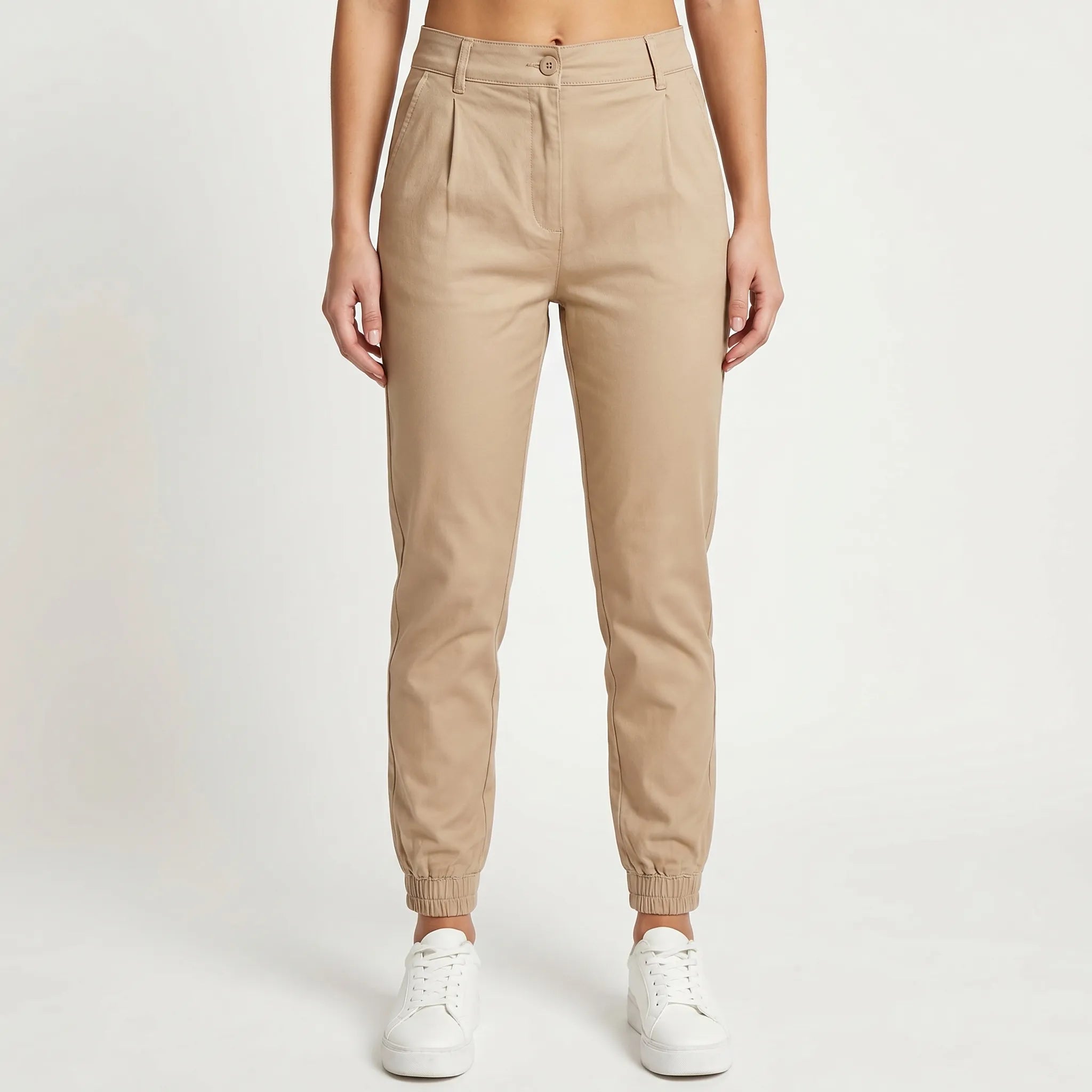 Chino Pants for Women – Hybrid Fit with Elasticated Ankles | Soft Fabric & Structured Silhouette 1