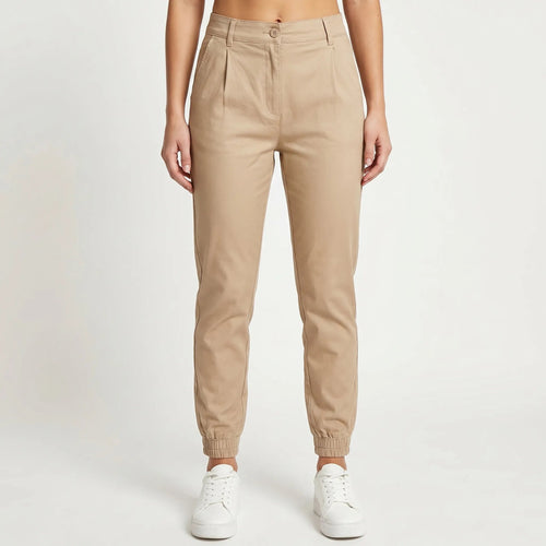 Chino Pants for Women – Hybrid Fit with Elasticated Ankles | Soft Fabric & Structured Silhouette 1