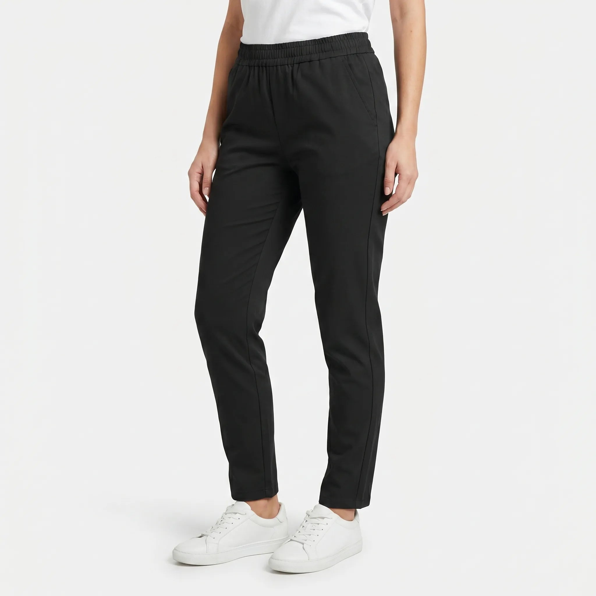 Chino Pants for Women – Relaxed Fit Elastic Waist | Tapered Cut & Side Pockets 3