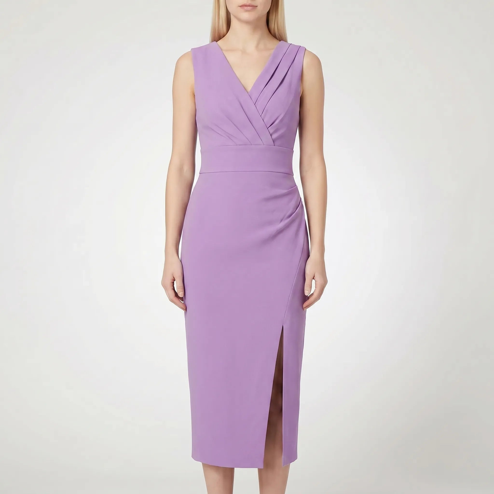 Cocktail Dress for Women – Fitted Crossover V-Neck | Pleated Details & Front Slit 7
