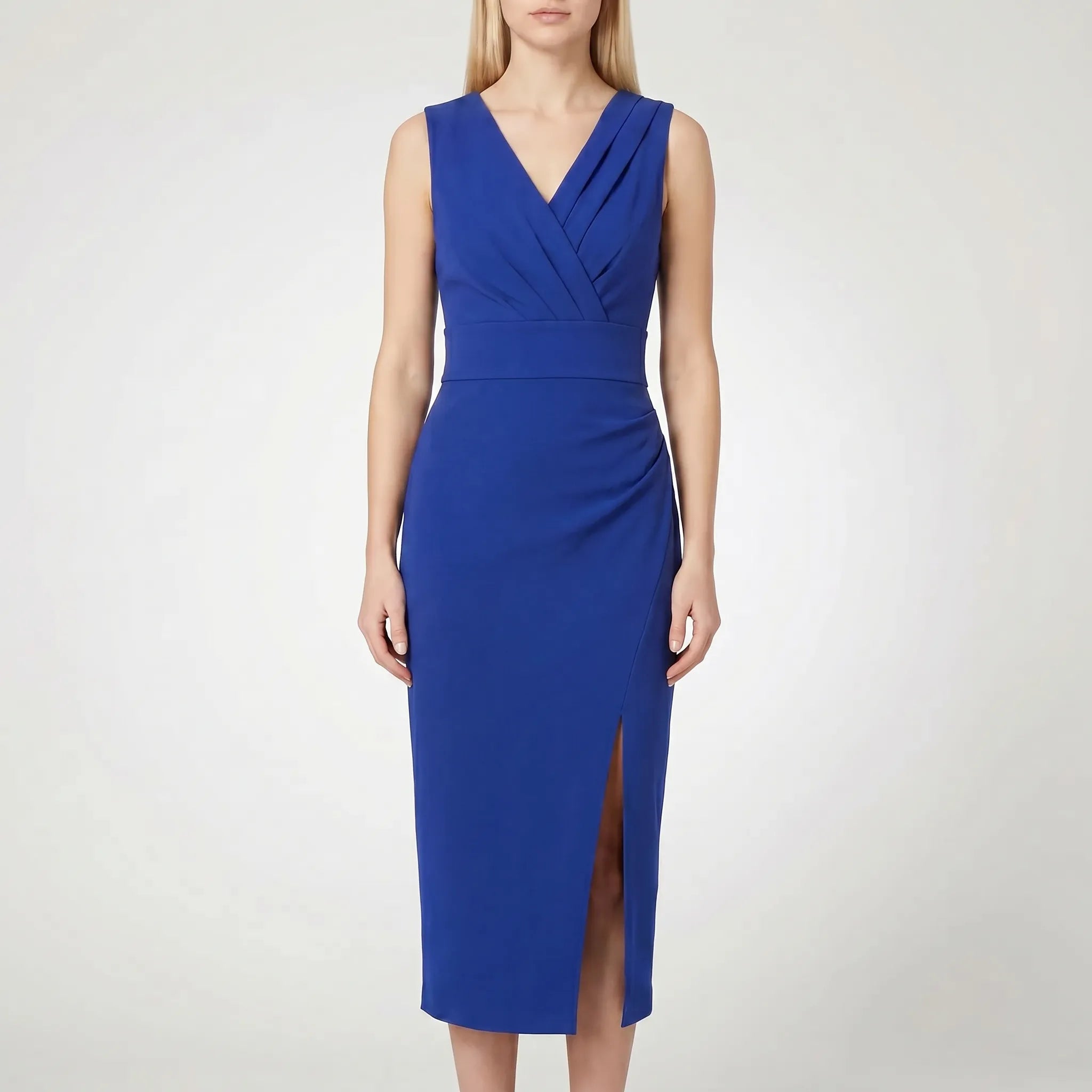 Cocktail Dress for Women – Fitted Crossover V-Neck | Pleated Midi Style 6