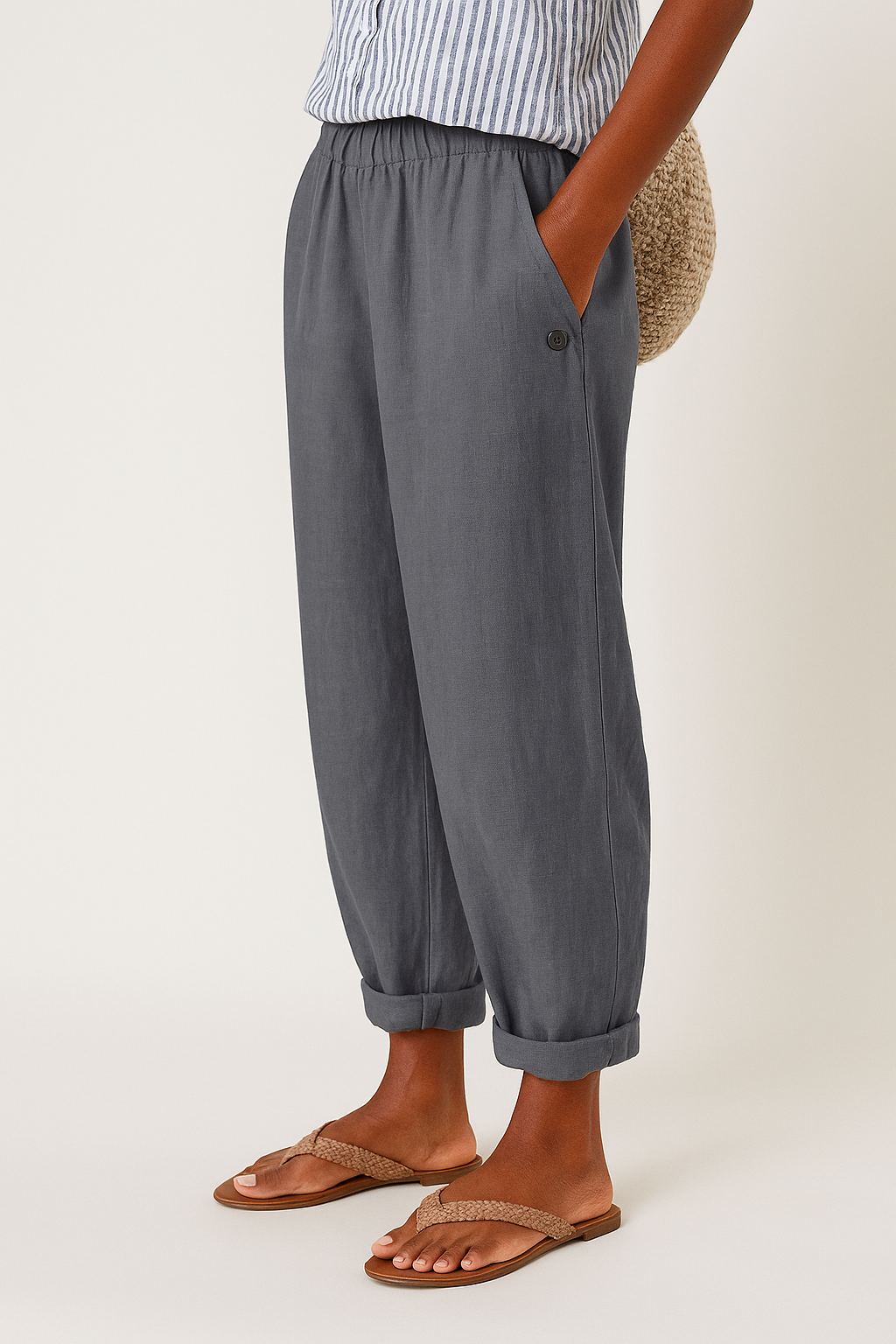 Cropped Pants for Women – Straight Leg with Side Pockets | Mid-Rise Design 4
