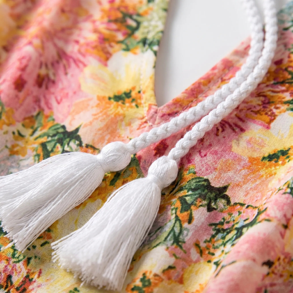 Floral Maxi Dress for Women – Flowing Silhouette | Short Ruffled Sleeves &amp; Lightweight Fabric 3