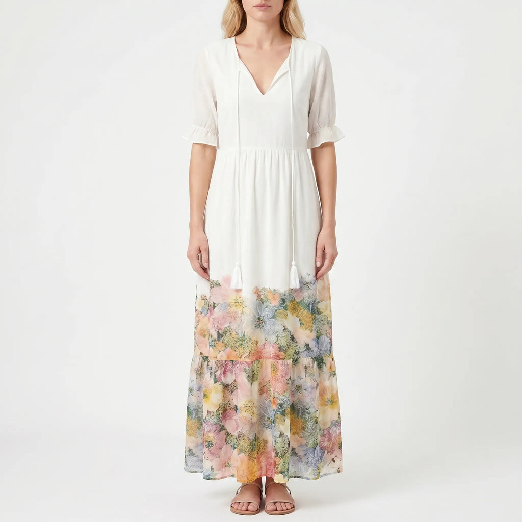 Floral Maxi Dress for Women – Flowing Silhouette | Short Ruffled Sleeves &amp; Lightweight Fabric 7
