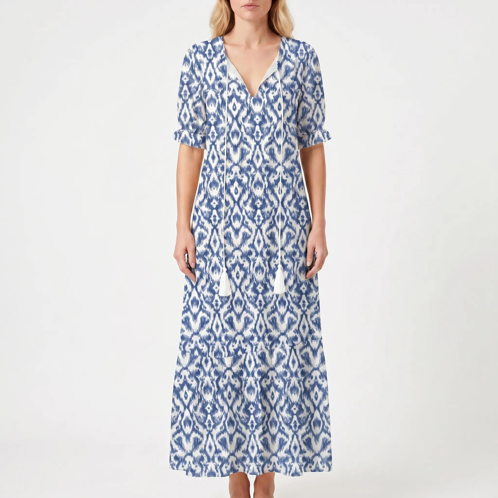 Floral Maxi Dress for Women – Flowing Silhouette | Short Ruffled Sleeves &amp; Lightweight Fabric 9