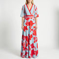 Long Floral Dress for Women – Crossed Neckline & Side Pockets | Full Length Summer Style 0