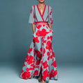 Maxi Dress for Women – Floral Wrap Style | V-Neck & Side Pockets 0