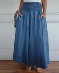 Maxi Skirt for Women – Wide Smocked Waistband | Ankle Length & Side Pockets 0