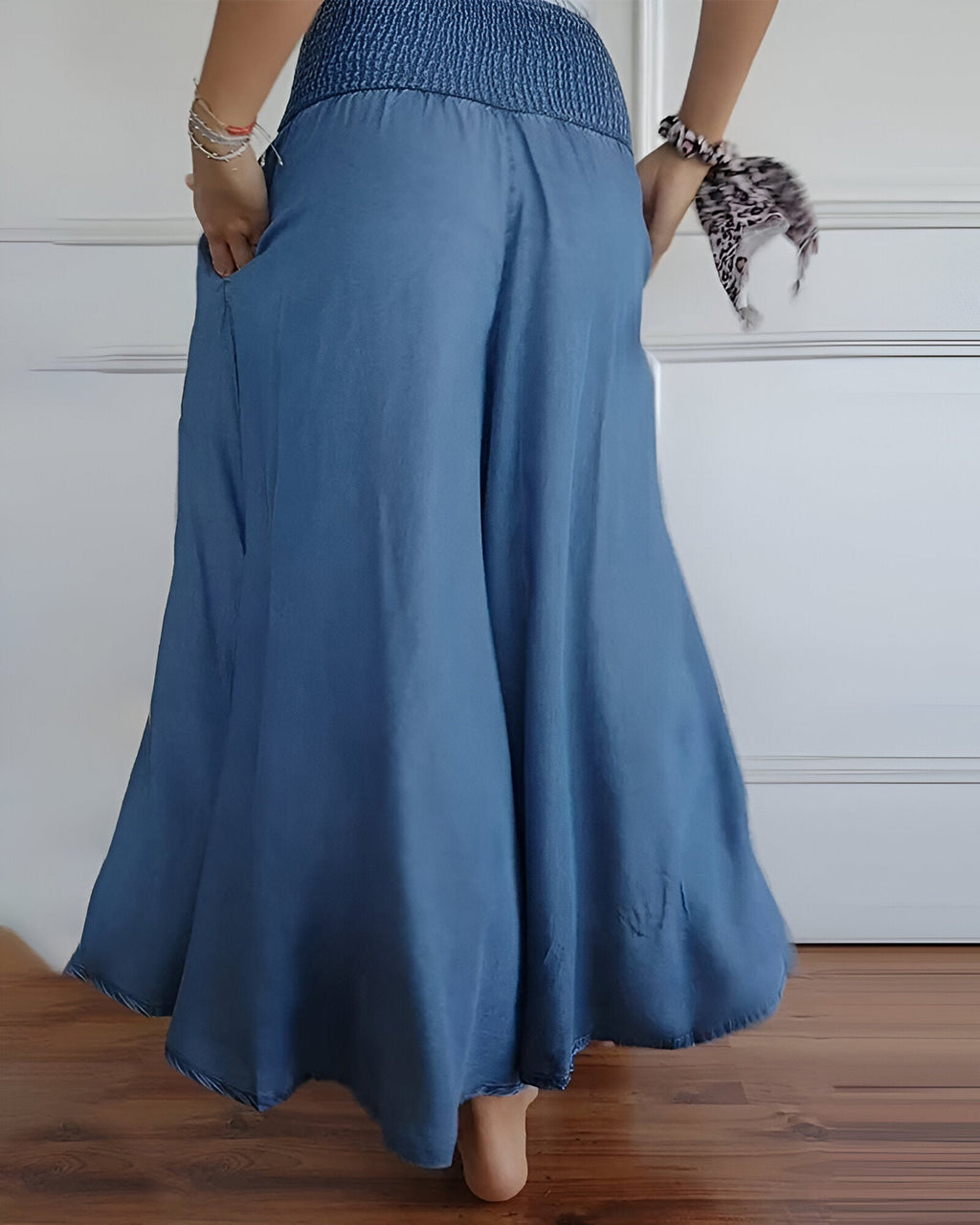 Maxi Skirt for Women – Wide Smocked Waistband | Ankle Length & Side Pockets 3