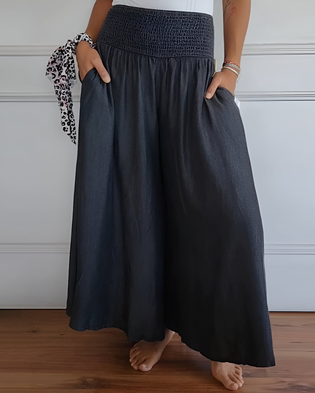 Maxi Skirt for Women – Wide Smocked Waistband | Ankle Length & Side Pockets 4