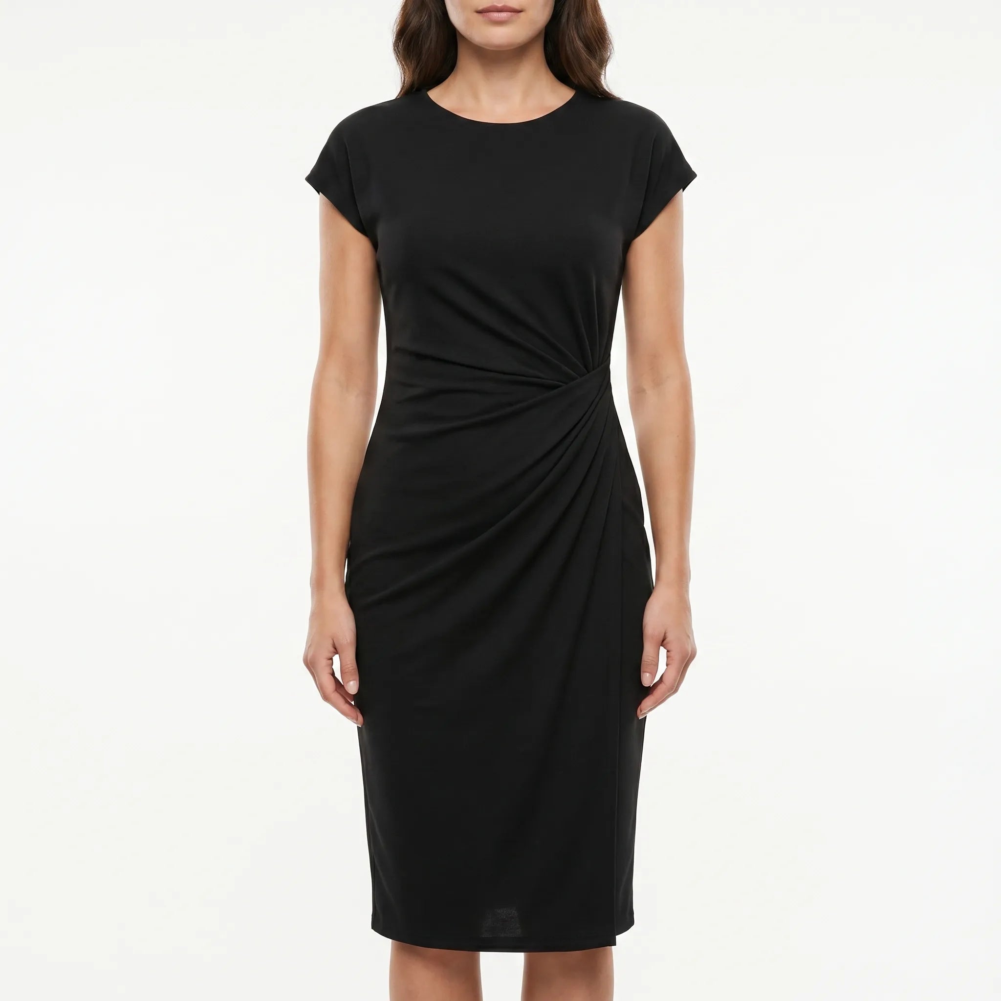 Midi Dress for Women – Ruched Side Detail | Flowy Silhouette & Lightweight Fabric 0