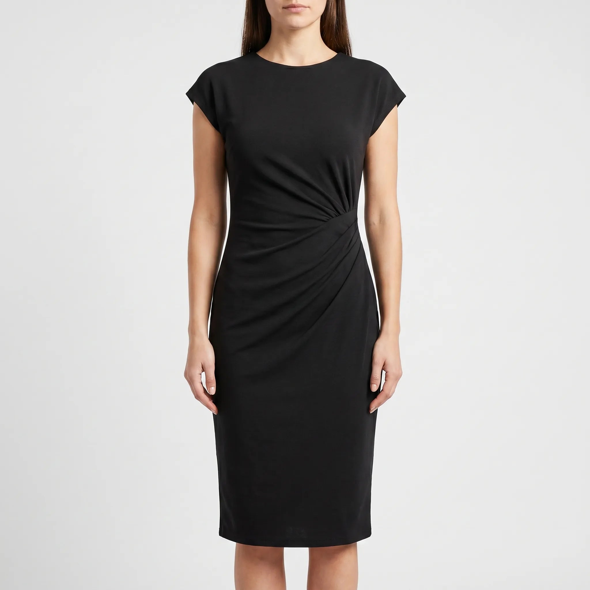 Midi Dress for Women – Ruched Side Detail | Flowy Silhouette & Lightweight Fabric 1