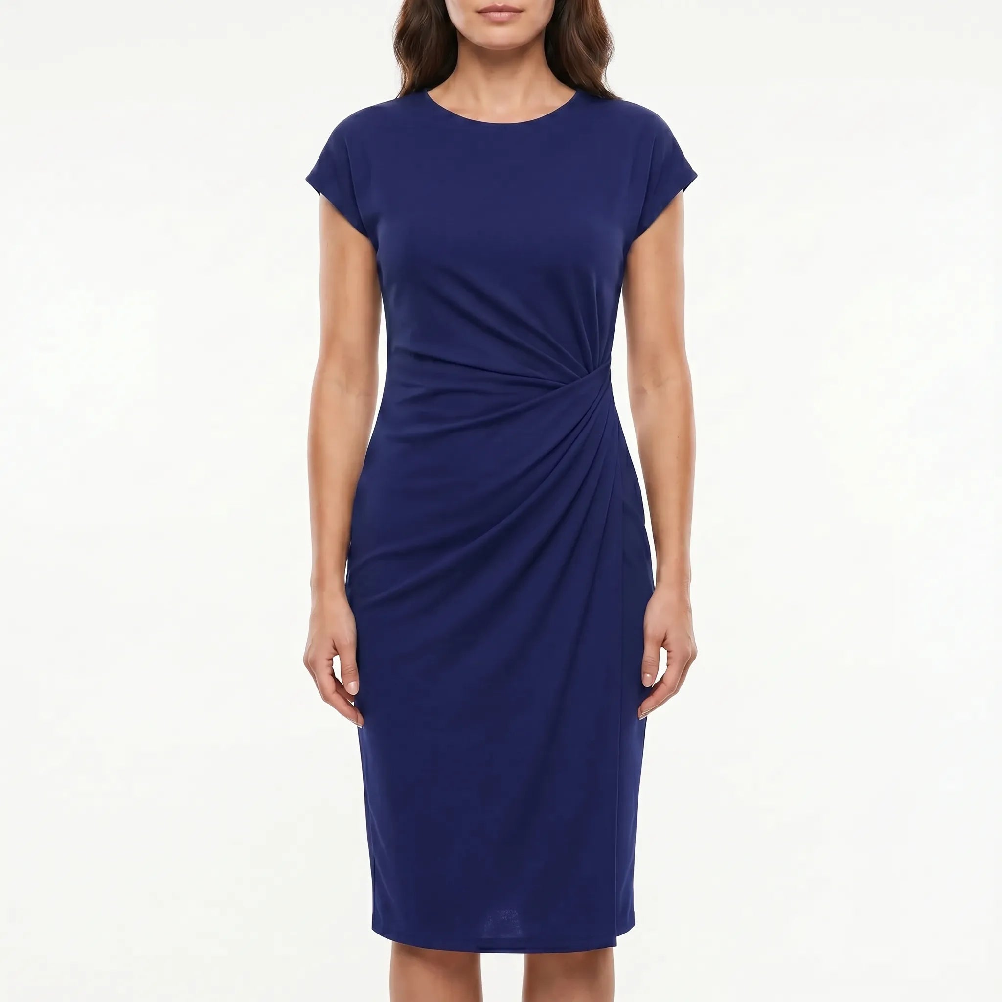 Midi Dress for Women – Ruched Side Detail | Flowy Silhouette & Lightweight Fabric 11