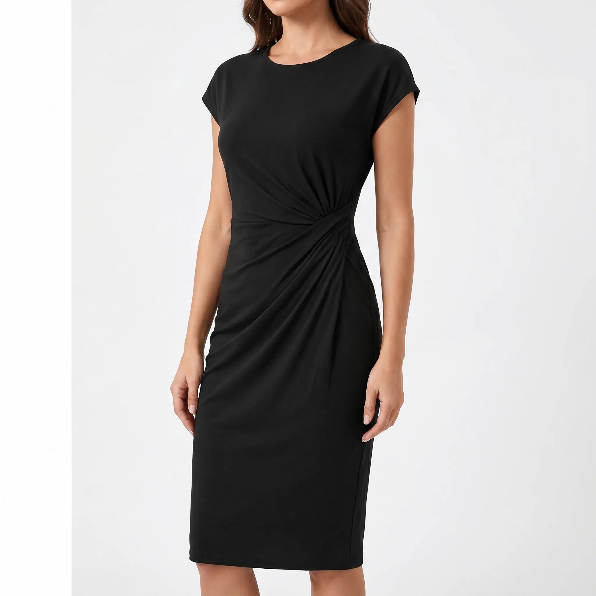 Midi Dress for Women – Ruched Side Detail | Flowy Silhouette & Lightweight Fabric 4