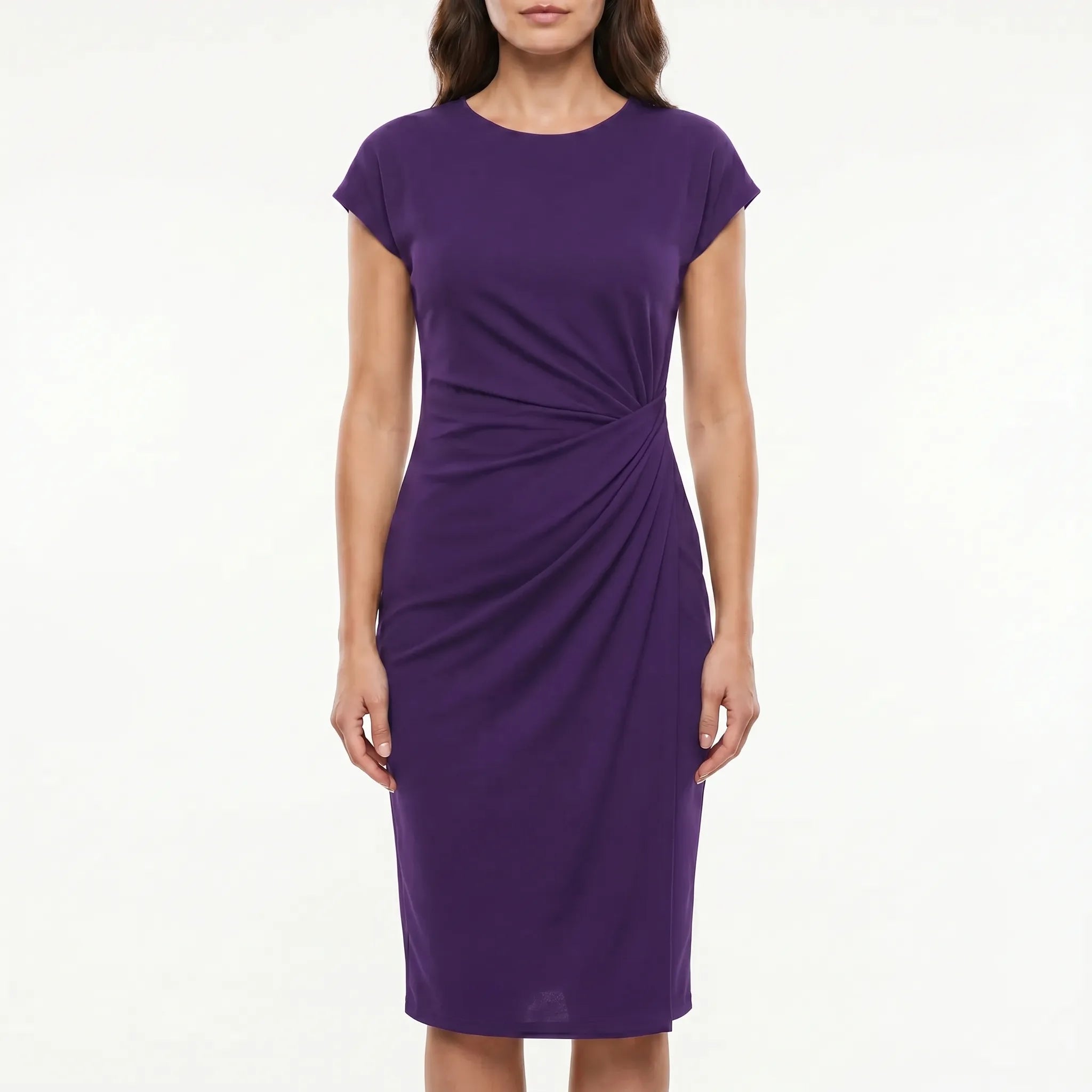 Midi Dress for Women – Ruched Side Detail | Flowy Silhouette & Lightweight Fabric 9