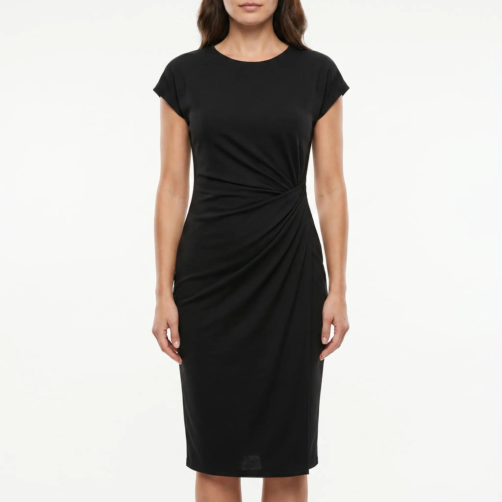 Midi Dress for Women – Ruched Side Detail | Lightweight & Slim Fit 0