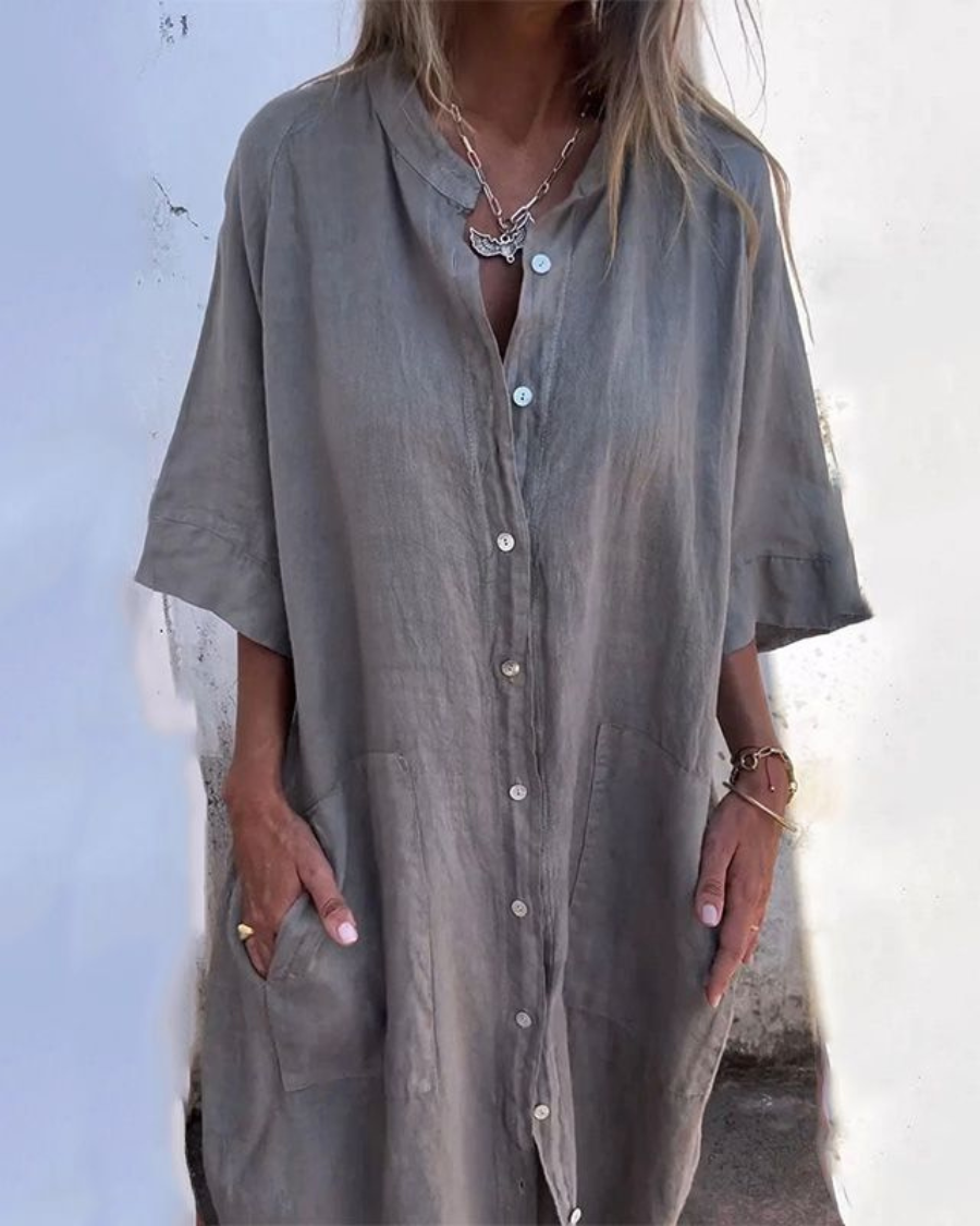 Shirt Dress for Women – Button Front Design | Short Sleeves & Pockets 0