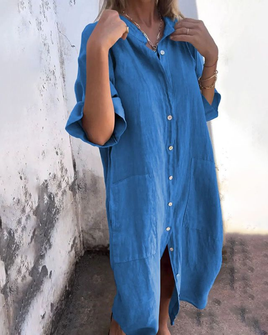 Shirt Dress for Women – Button Front Design | Short Sleeves & Pockets 2