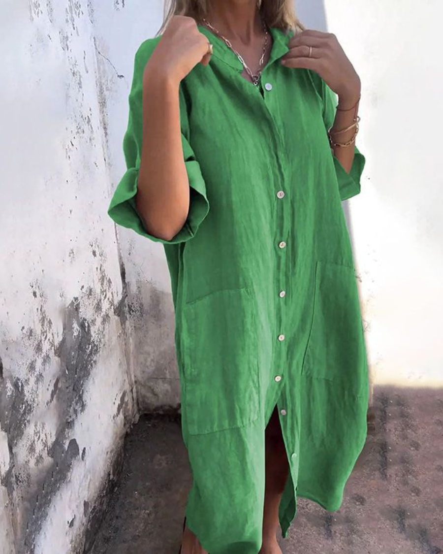 Shirt Dress for Women – Button Front Design | Short Sleeves & Pockets 3