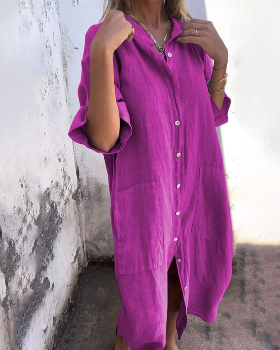 Shirt Dress for Women – Button Front Design | Short Sleeves & Pockets 4