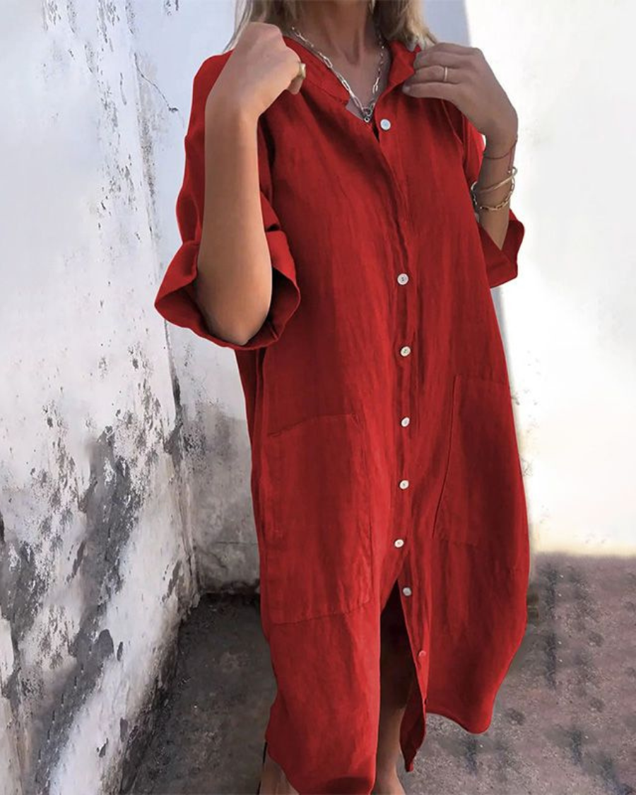 Shirt Dress for Women – Button Front Design | Short Sleeves & Pockets 5