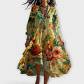 Summer Dresses for Women – V-Neck Floral Print | Tiered Hem & 3/4 Sleeves 0