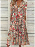 Summer Dresses for Women – V-Neck Printed Design | Relaxed Fit & Side Pockets 0