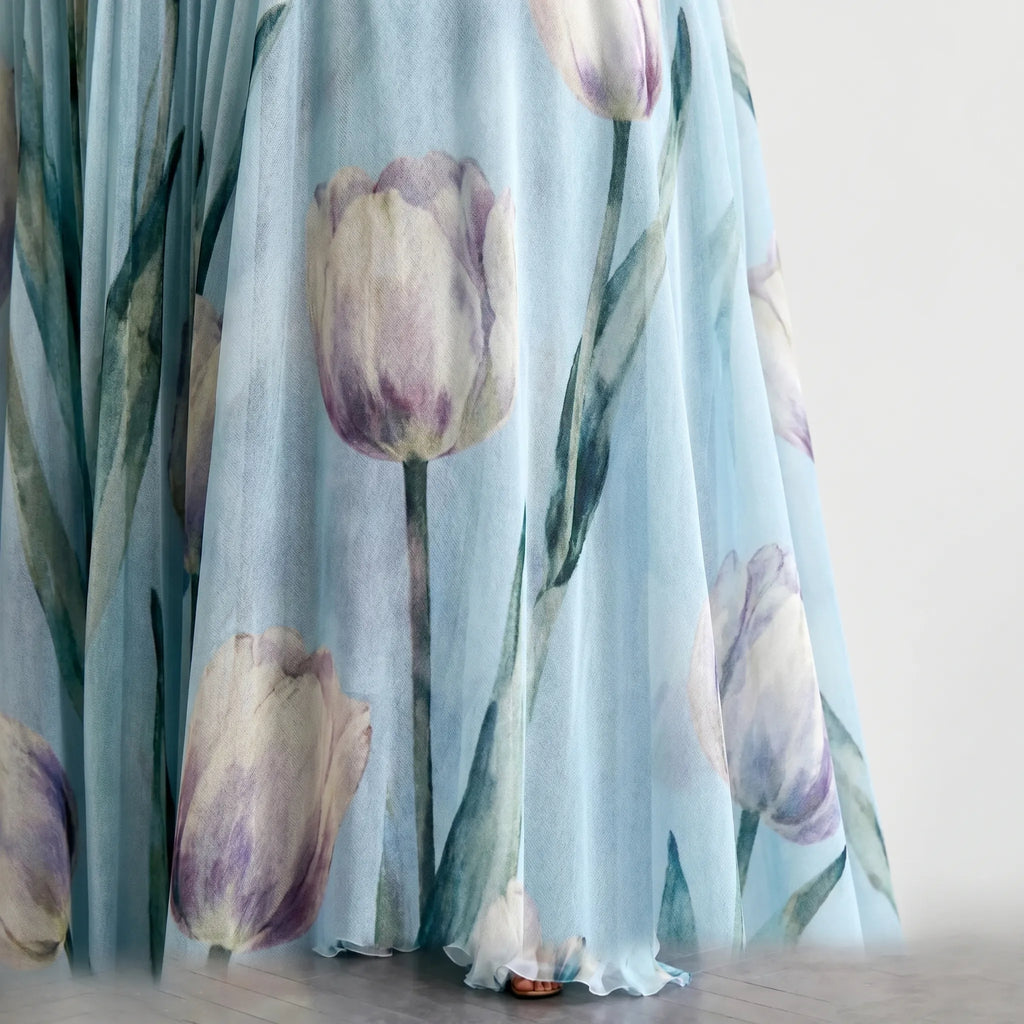 Tulira - Floor-Length Floral Dress For Woman