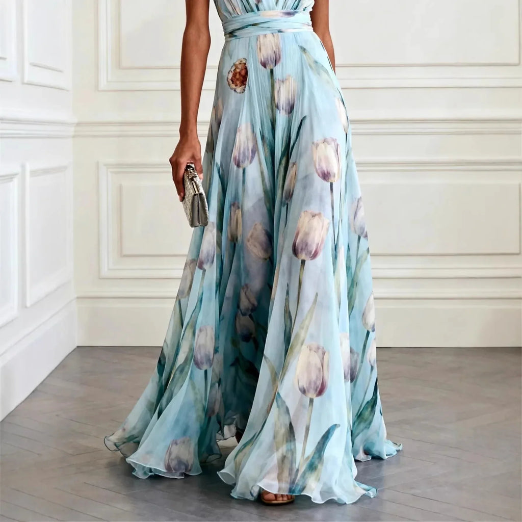 Tulira - Floor-Length Floral Dress For Woman